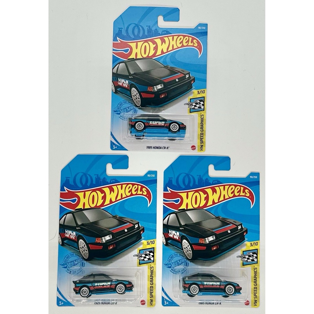 Hot Wheels HW Speed Graphics 1985 Honda CR-X Black Lot of 3 1:64 Sealed